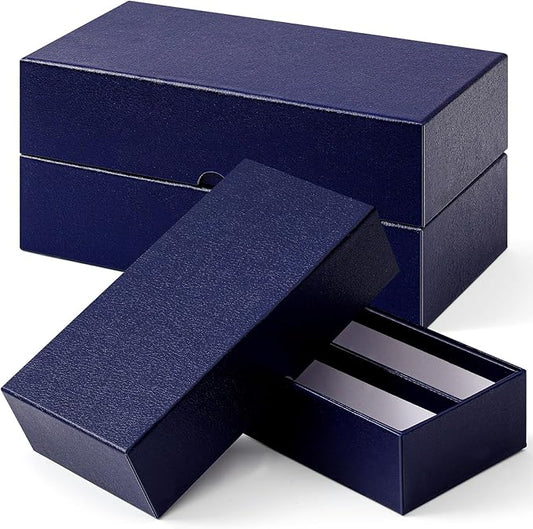 Henoyso 3 Pcs Double Row Coin Box Holders for Collectors Storage Supplies Collecting Coin Cases, 9 x 2 x 2 Inch About Half Box Cases(Navy Blue)
