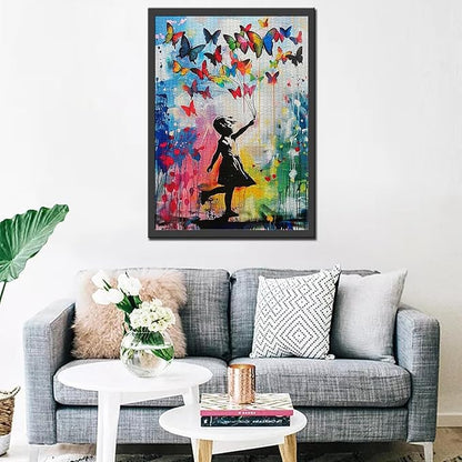 Tucocoo Butterflies Jigsaw Puzzles for Adults 1000 Pieces, Little Girl Banksy Street Art Style Jigsaw Puzzle Colorful DIY Puzzles for Home Decoration Gifts, Family Puzzle Perfect for Game Nights