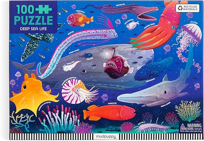 Mudpuppy Deep Sea – 100 Piece Jigsaw Puzzle with Colorful and Fun Illustrations of Ocean Creatures for Children Ages 5 and Up