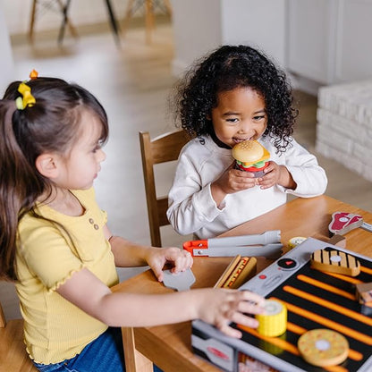 Melissa & Doug Grill and Serve BBQ Set with Pretend Play Toy Food & Kids Play Kitchen Accessories, Preschool Learning Toys for Girls & Boys 3+