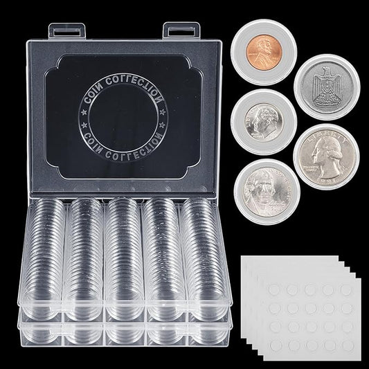 260 Pcs 30mm Coin Capsules with Foam Cushions – 6 Sizes (19/20/22/25/27/30mm) for Collectors,Coins Case with Clear Plastic Storage Organizer Box and Protective Gaskets for Coin Collection Supplies