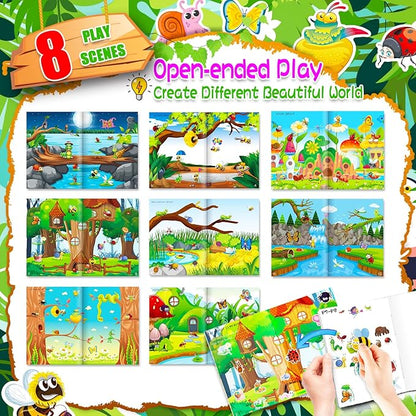 Sticker Book for Kids, 230+ Dinosaur & 240+ Insect Stickers & 16 Scenes, Reusable Activity Sheet, Seek and Find Sticker Coloring Pad, for Boys Girls Toddlers Ages 2-4 4-8 Years Old 3-5 6-7