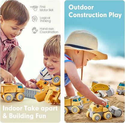 hahaland Toys for 5+ Year Old Boys - Take Apart Dinosaur Kids Toys Construction Vehicles 5 in 1 Transform into Dinosaur Robot STEM Building Toy for 5 6 7 8 Year Old Boys