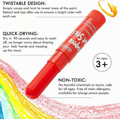 Tempera Paint Sticks, 40 Colors Solid Tempera Paint for Kids, Super Quick Drying, Works Great on Paper Wood Glass Ceramic Canvas