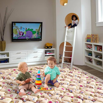 Baby Play Mat - 79" X 63",Premium Thicker Foam One-Piece Crawling Mat, Machine Washable, Extra Large Anti-Slip Activity Playmat for Babies, Toddlers & Infants