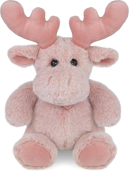 DolliBu Baby Pink Moose Stuffed Animal - Super Soft Stuffed Animals for Girls and Boys, Adorable Stuffed Wild Creatures for Kids and Cute Wild Animals Cuddle Stuffed Animals for Adults - 8.5 Inches