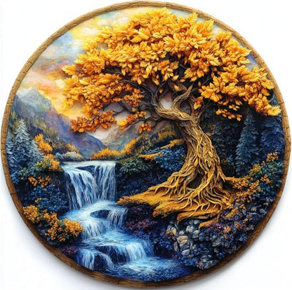 Puzzles for Adults, Tree of Life Waterfall River Wooden Jigsaw Puzzles 500pcs,16.5x16.5in, Royal, Unique Shape Adult Puzzles,Irregular Wood Creative for Adults and Kids Family Game