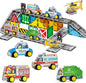 Oriate City Road Set Magnetic Tiles, Rolling Rescue Toy Cars with Construction Building Magnetic Blocks, Educational Road Traffic City Life Magnet Tiles, STEM Toys Gifts for Preschool Kids