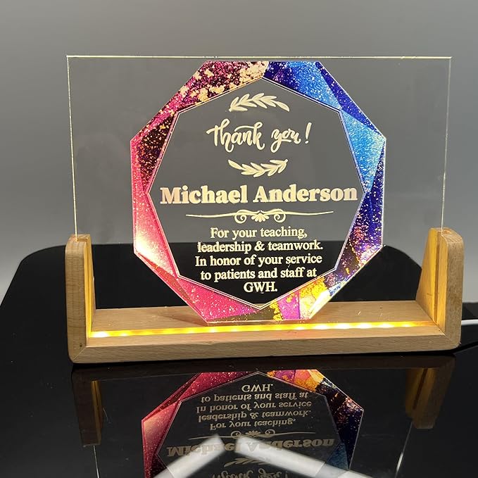 Custom Engraved Acrylic Employee Recognition Award – Personalized Appreciation Trophy for Corporate Excellence – Desk Display Plaque with Free Customization (Style #2)