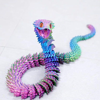 47.5inch Super Large 3D Printed Snake Models,Movable Teeth,Flexible Joint Animal lacertid Figurines, Stress Relief, Fidget restlessness, ADHD Toys, Surprise Fantasy Gifts (RGB/47.5inch)