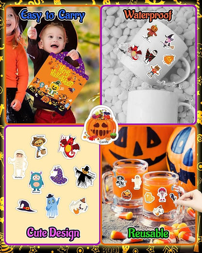 Halloween Sticker Books for Kids, Reusable Sticker Books for Toddlers 1-3, 2-4, Halloween Travel Toys Acticities Crafts Birthday Gifts for Boys Girls Kids