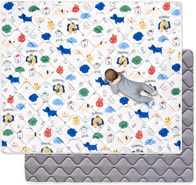 Odorless Premium Foam Baby Play Mat, Soft Microfiber Fabric Crawling Mat for Floor- Comfortable and Hypoallergenic, Non-Slip Cushioned Floor Playpen mat for Infants,Babies,Toddlers