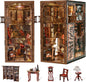 Book Nook Kits for Adults, DIY Book Nook Kit Miniature House Dollhouse Kit, 3D Wooden Puzzle Booknook Bookend Bookshelf Decor Model Build with Dust Cover (Abbey Library)