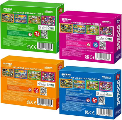 QUOKKA 100 Piece Puzzles for Kids Ages 4-6 - 4 Jigsaw Puzzles for Kids Ages 6-8 - Search and Find Observational Nocturnal Life for Childrens 5-8 - Learning Educational Toys for Boys and Girls 8-10