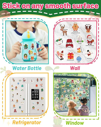 Christmas Sticker Books for Kids, Christmas Gifts Reusable Sticker Books Stocking Stuffers for Toddlers 1-3, 2-4, Travel Toys Acticities Crafts Party Favors for Boys Girls Kids