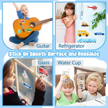 6 Pack Reusable Sticker Book for Kids,Visfun Stickers for Kids Window Stickers Fun Travel Toys for Toddlers Gifts Idea for Boys and Girls (Animal+Vehicles+Space+Insecks+Ocean+Dinosaurs)