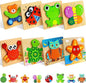 TOY Life Wooden Puzzles for Toddlers 2-4, 8 Pack Animal Puzzles for Kids Toddler 1-3, Montessori Toys for 1 2 3 Year Old, Educational Toys for Boys Girls Age 2 3 4 5, Baby Learning Toy Gifts