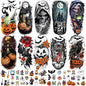 77 PCS Halloween Temporary Tattoos Adult Kids, 17 PCS Half Sleeve Pumpkin Bat Crow Witch Skull Fake Tattoos, 60 PCS Spider Cat Ghost Scar Tiny Realistic Face Body Tattoos Stickers