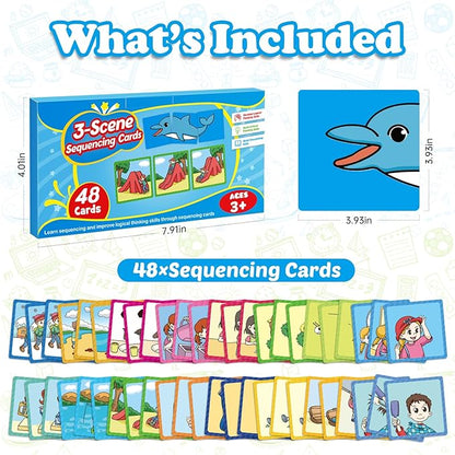 Sequencing Cards,Sequence Board Game for Kids,Speech Therapy Materials Toys for Autism,Story Storytelling,Social Skills,Sentence Building,Preschool Learning Activities,Classroom & Homeschool