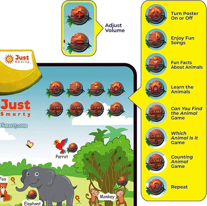 Just Smarty Zoo Animals Toddler Learning Toys Ages 3-6 | Sounds, Counting & Memory Games | Learning Resources Animals for Kids | Animal Facts Game | Toddler Learning Activities