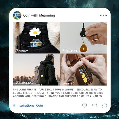 Guiding Lighthouse Inspiration Coin - Infinite Incentive Faith and Strength Encouragement Challenge Coins - Celebrate Living Clean Narcotics Alcoholics Anonymous Gifts for Men Women
