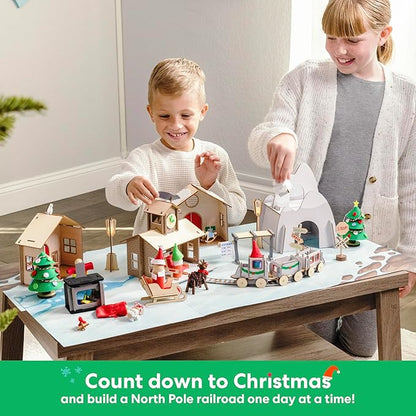 KiwiCo Santa’s Railroad Train Advent Calendar for Kids 5+ | Countdown to Christmas with 24 Days of Buildable Toy Train Set | Advent Calendar 2025 for Kids