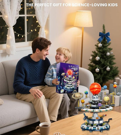 Rotatable Solar System Building Set, Space Exploration Building Blocks Set, STEM Toys for Home School Science Learning Birthday Gifts for Boys Girls Ages 12-14+ (963pcs)