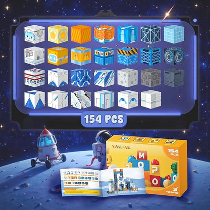 Magnetic Blocks Magnet Toys for Kids - 154Pcs Magnetic Building Blocks Cubes, STEM Montessori Sensory Toys for Boys Girls Age 3 4 5 6 7 8 9 10 Birthday Gifts