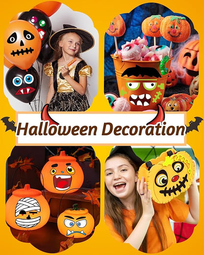 Oomloid Halloween Pumpkin Stickers for Kids, 88 Funny Face Pumpkin Decorating Kit, Halloween Crafts Games Halloween Pumpkin Painting Kit for Halloween Party Decorations