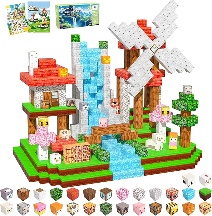 100PCS Magnetic Blocks for Kids 4-8, Magnetic Building Blocks Cubes, Stacking Magnetic Building Tiles Toys for Kids Toddlers Boys Girls Ages 3 4 5 6 7 8-12 Birthday Gifts