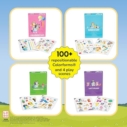 Colorforms Bluey Stickers Play Set Collection 4 Play Scenes with Repositionable Stickers, for Boys and Girls, Ages 3+