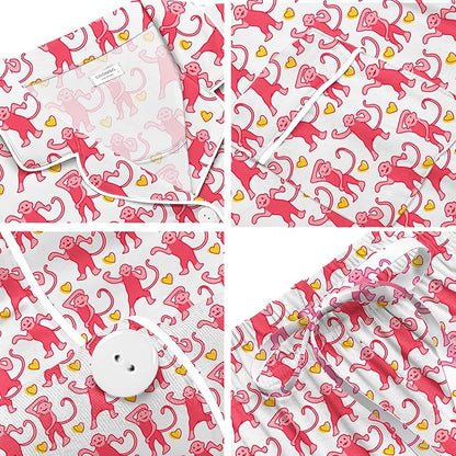 SWOMOG Womens Button Down Pajamas Set Short Sleeve Sleepwear Bride Soft Pj Lounge Sets XS-3XL