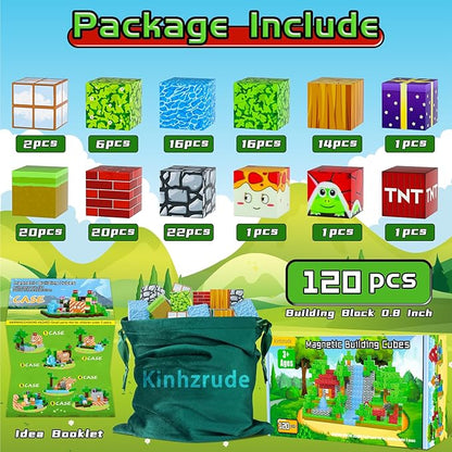 Magnetic Blocks - 120PCS Magnetic Building Blocks Toys,Toddler Montessori Game Creative Construction Toys for Boys Girls,Magnet Tiles Cubes STEM Sensory Toys Birthday Gift for Kids Ages 4 5 6 7 8 9 10