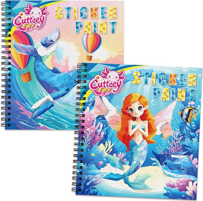 2PCS Paint by Number Sticker Book Travel Activities Essentials for Girls Kids Boys Ages 4-10 Road Trip & Airplane Toys & Long Car Rides, Birthday Present, Preschool Classroom Party Gifts