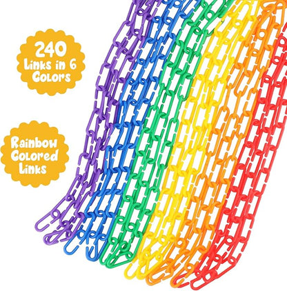Aizweb 240pcs C-Clips Hooks Plastic Chain Links - Counting & Linking Activity Kit, Sensory Toys for Toddlers, Develops Kid's Fine Motor and Color Recognition & Sorting Skills,Educational Learning Toys