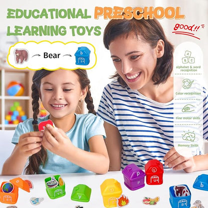 Alphabet Learning Toys for Kids 3+―ABC Barn Sorters with 260 Flash Cards, Montessori Preschool Learning Activities, Uppercase & Lowercase Letter Color Sorting and Matching Educational Game for Toddler