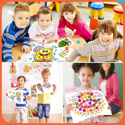 Soucolor Washable Dot Markers for Toddlers Kids Preschool, 10 Colors 2 oz Bingo Daubers Paint Markers Set with 48 Pages Tearable Activity Book for Toddler Arts and Crafts Kits Supplies, Water-Based
