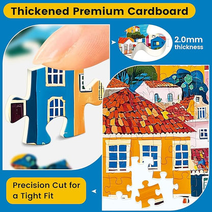 500 Pieces Puzzle for Adults,Fall Colorful Town Building Jigsaw Puzzle for Kids Adults Seniors,Landscape Lover Puzzle for Kids Ages 8-10 10-12,Challenging Family Game Great Gifts for Family,20.5*15 In