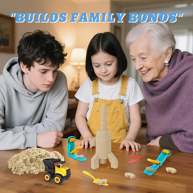 SIGHTEEDA Sand Play Kit for Kids 3-8 | 1.7 lbs Moldable Sensory Sand with Tools & Molds, Mess-Free Indoor Sandbox Toys, STEM Learning Activities Easy Clean Up