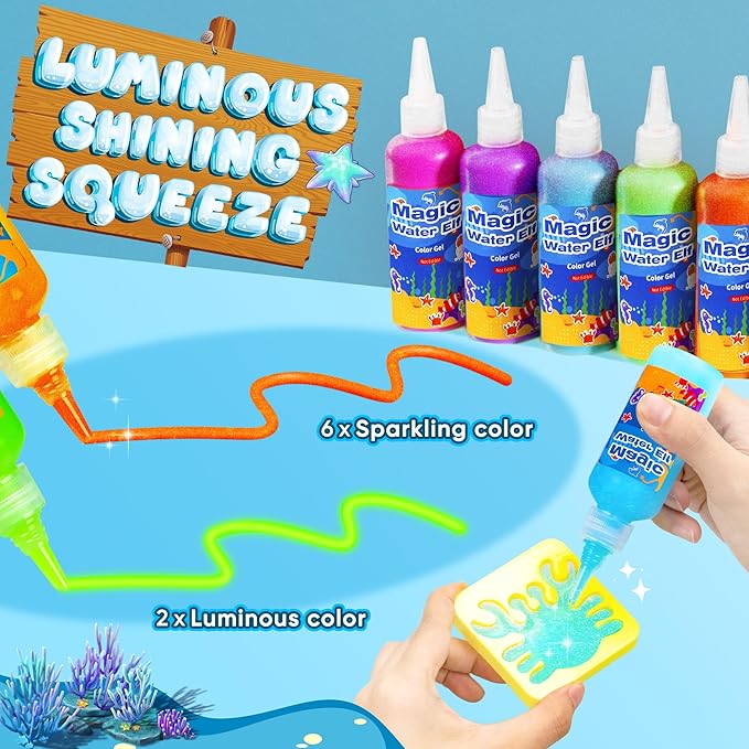 Magic Water Elf Toy Kit for Kids - Aqua Fairy Water Gel Kit - 20 Colors*60ml Squishy Maker Set - 18 Shape Molds - Arts & Crafts Water Elf Creation kit - Children's DIY Marine Life (20 Colors)