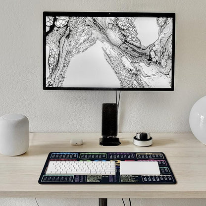 Black Calendar 2025 Desk Pad, Gaming Mouse Pad, Non-Slip Rubber Base, Stitched Edges，23.6x11.8 inch Computer Mouse Mat Keyboard for Home Office