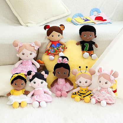 OUOZZZ 12" Soft Baby Doll Toys for 1 + Year Old Girl Gifts, Birthday Gifts for 1 Year Old Girl Christmas Plush Toys Gift for Toddler Kids Yellow Bee Dress