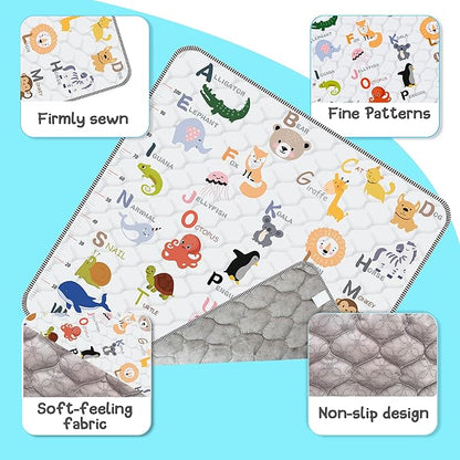 Baby Play Mat，Thick Soft 50" X 50" Playpen mat, Non-Slip and Machine Washable Baby Play Mats for Floor，Crawling Mat for Babies, Toddlers & Infants to Play and Learn (Animal Alphabet-A)