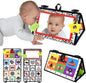Dr.Rapeti Tummy Time Floor Mirror for Baby Infant Toddler Kids Black and White High Contrast Baby Toy with Teethers Floor Activity Toy Washable Non-Toxic