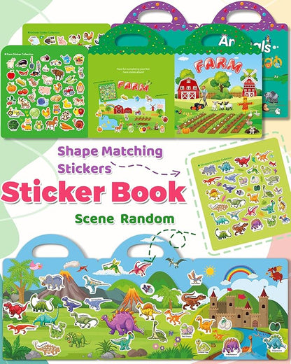 3 Pack Reusable Sticker Book for Toddlers 2-4 Years, Toddler Sticker Book for Kids, Toddler Activities Crafts Preschool Learning Travel Toys Birthday Gifts for Boys Girls Ages 1-3, 2-4, 3-5