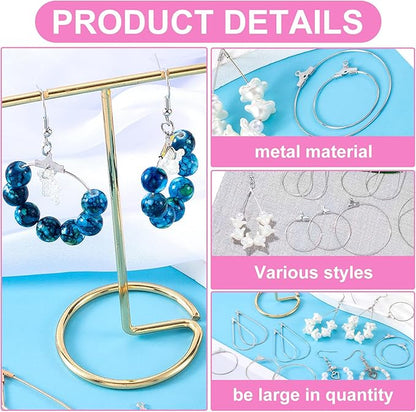 Pndeyo 700pcs Hypoallergenic Earring Beading Hoops, Mix Sizes Round Hoop Earrings Findings, Open Earring Wire Ring Accessories for Jewelry Making- Silver