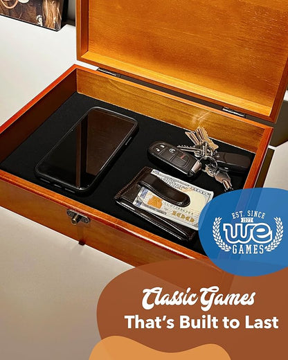 WE Games Old World Wooden Box with Brass Latch – Vintage-Style Wooden Keepsake Box for Jewelry & Trinket Storage, Light Cherrywood Finish
