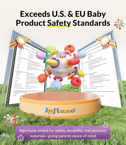 Baby Teething & Rattle Montessori Toys – Safe, Multi-Functional BPA-Free Silicone Sensory Learning Teether Toys for Infant 0-12 Months–Teething Relief & Fun Play – Perfect Baby Gift for Boys & Girls