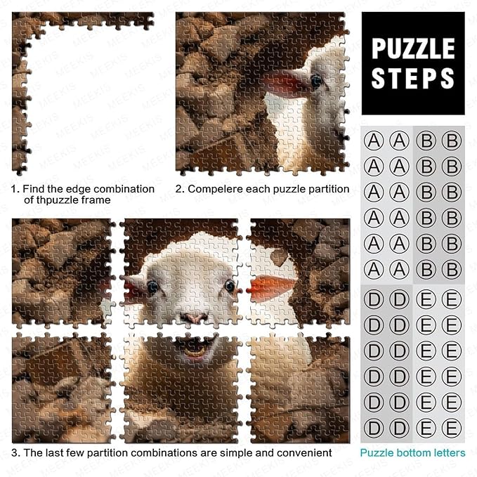 Sheep Thickened Wooden Jigsaw Puzzle for Adults Fun 500 Pieces 3D Animal Home Decoration Stress Relief Education Game Toy Intellectual Game Relaxation and Intelligence 500pcs (52x38cm)