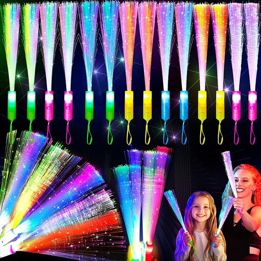 32 Pcs Colorful Glow Fiber Wands,Toys Glow Sticks Bulk Party Pack for Adults,Glow in the Dark Party Supplies for Back to School Halloween , Wedding, Birthday,Classroom,Concert,Pool Party Favors